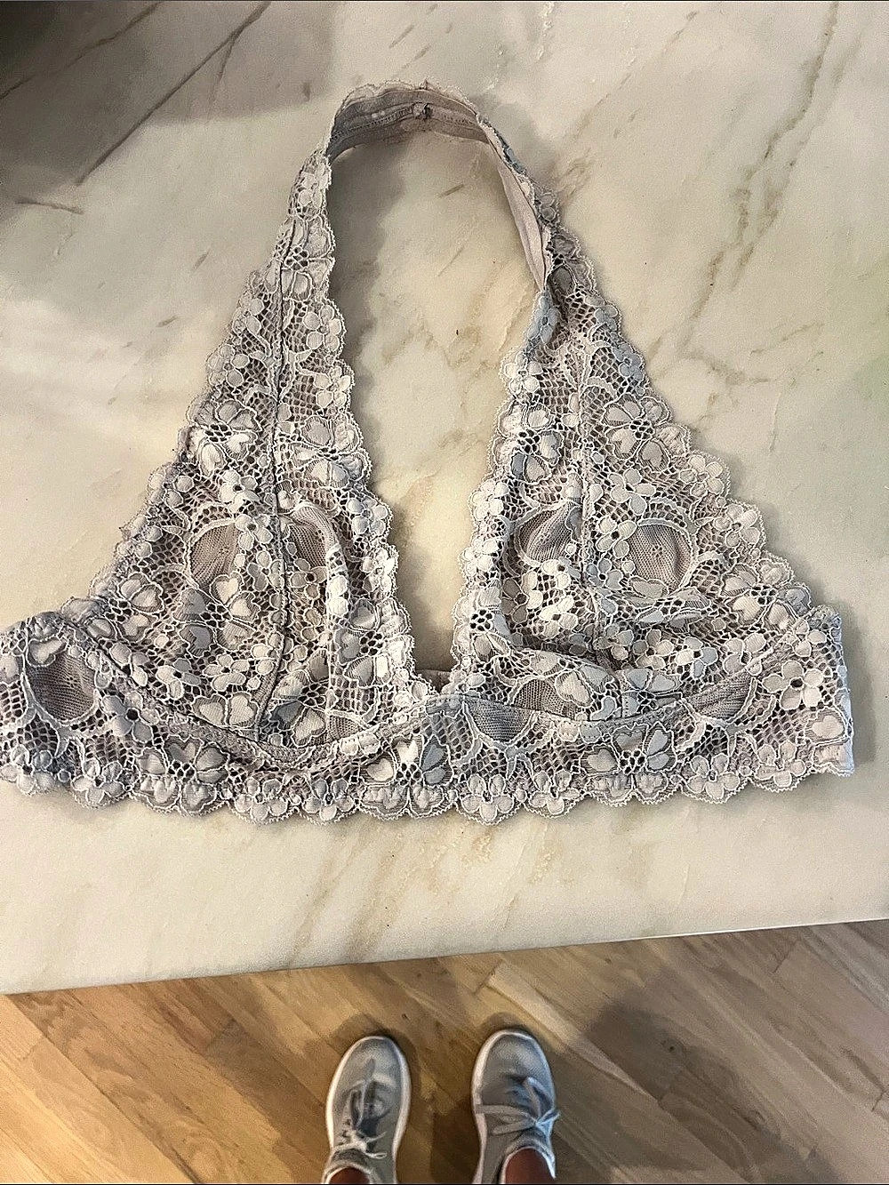 Intimately Free People Lace Floral Bralette in Gray Large like new🩵